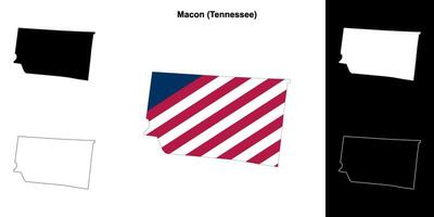 Macon County, Tennessee outline map set vector