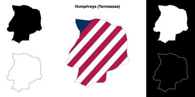 Humphreys County, Tennessee outline map set vector