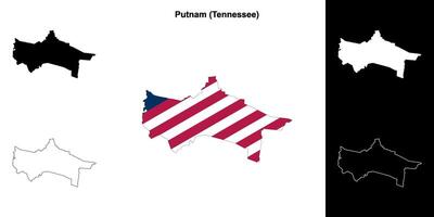 Putnam County, Tennessee outline map set vector