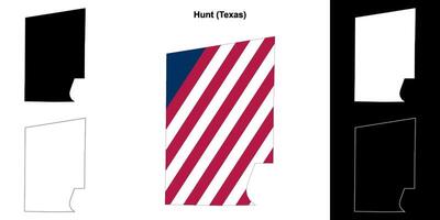 Hunt County, Texas outline map set vector