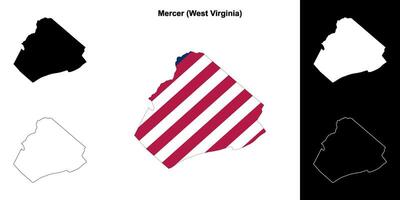 Mercer County, West Virginia outline map set vector