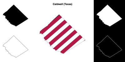 Caldwell County, Texas outline map set vector