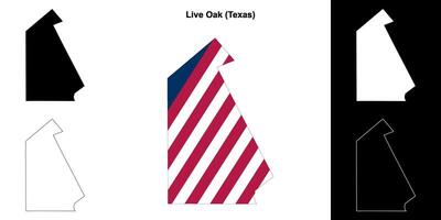 Live Oak County, Texas outline map set vector