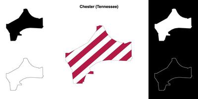 Chester County, Tennessee outline map set vector