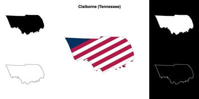 Claiborne County, Tennessee outline map set vector