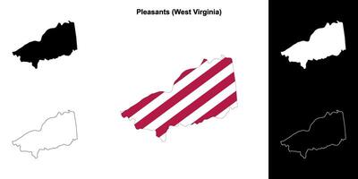 Pleasants County, West Virginia outline map set vector