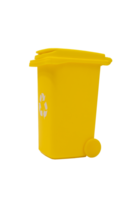 Yellow Trash Can With Recyclable Lid isolated on a transparent background. png