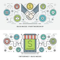 Flat line Business Partnership and Internet. illustration. vector
