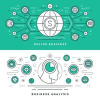 Flat line Online Business Analysis Concept illustration. vector