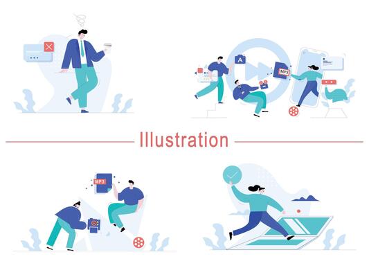 Digital Marketing illustrations Mega set Collection of scenes with men and women taking part in business activities Trendy style