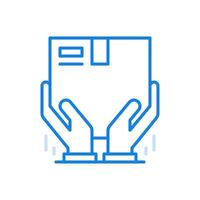 Hands hold parcel line icon. Fast delivery box with purchase to your home or office. vector