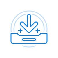 Uploading files removable media line icon. Filling online with information of hard disk and USB flash drive. vector