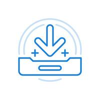 Uploading files removable media line icon. Filling online with information of hard disk and USB flash drive. vector