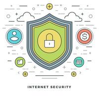 Flat line Business Concept Internet Security. illustration. Modern thin linear stroke icons. vector