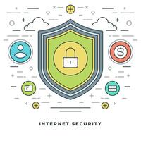 Flat line Business Concept Internet Security. illustration. Modern thin linear stroke icons. vector