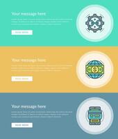 Flat line Business Concept Web Site Banners Set vector