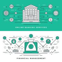 Flat line Banking and Financial Management Concept illustration. vector