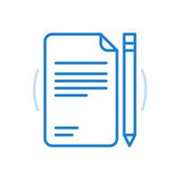 Note sheet line icon. Page with notes and near pencil. vector