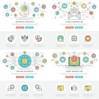 Flat line Business Concepts Set illustrations. vector