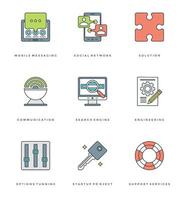 Flat line simple icons set. Thin linear stroke Essentials objects symbols vector