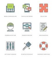 Flat line simple icons set. Thin linear stroke Essentials objects symbols vector