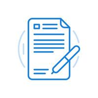 Signing contract line icon. Sheet of paper with terms of deal and pen. vector