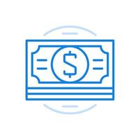 Banknotes bundle line icon. Rich investment and savings in successful profitable economy. vector