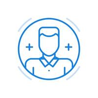 Custom avatar line icon. Social web portrait of character in circle. vector
