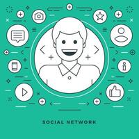 Flat line illustration. Modern thin linear stroke icons. vector