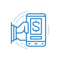 Money transactions in online application line icon vector