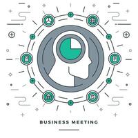 plano línea negocio reunión y análisis concepto ilustración. vector