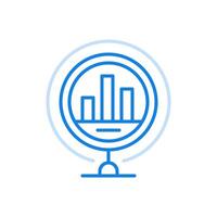 Fluctuations infographics line icon. Graphical columns in circle on stand. vector