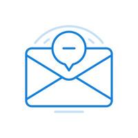 Unread letter by email line icon. Unverified newsletter closed envelope with minus. vector
