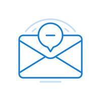 Unread letter by email line icon. Unverified newsletter closed envelope with minus. vector