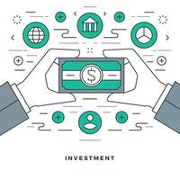 Flat line Business Management and Investment. illustration. vector