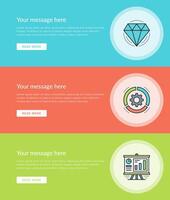 Flat line Business Concept Web Site Banners Set vector