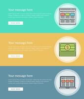 Flat line Business Concept Web Site Banners Set illustration. vector