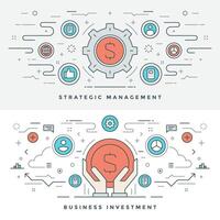 Flat line Business Investment and Management. illustration. vector