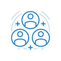Team online work line icon. Collaborative project in digital employee discussion. vector