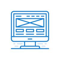 Online letter line icon. Email messages envelope on monitor screen. vector