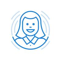 Avatar character line icon social media female user portrait personal profile head vector