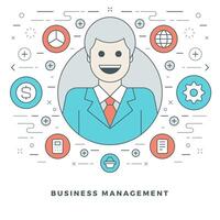 Flat line Business Management or Support Concept. illustration. vector