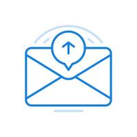 Sending letter by email line icon. Closed envelope with arrow in circle. vector