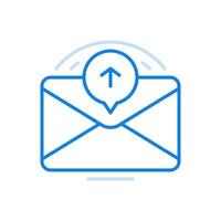 Sending letter by email line icon. Closed envelope with arrow in circle. vector