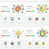 Flat line Business Concepts Set illustrations. vector