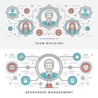 Flat line Team Building and Management. illustration. vector