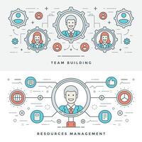 Flat line Team Building and Management. illustration. vector