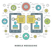 Flat line Mobile Messaging Social Network Concept illustration. vector