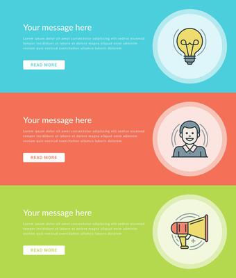 Flat line Business Concept Web Site Banners Set illustration.