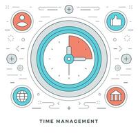 Flat line Business Time Management Concept. illustration. Modern thin linear stroke icons. vector